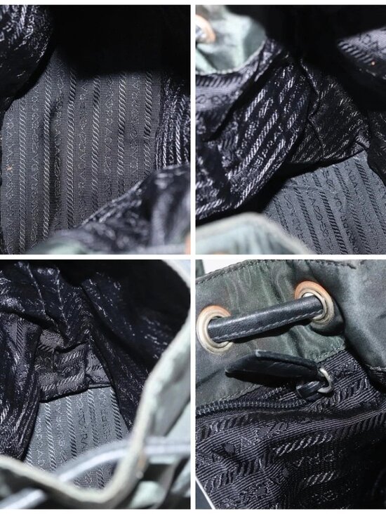 PRADA Backpack Nylon Khaki Silver Auth ka1839 main image 8
